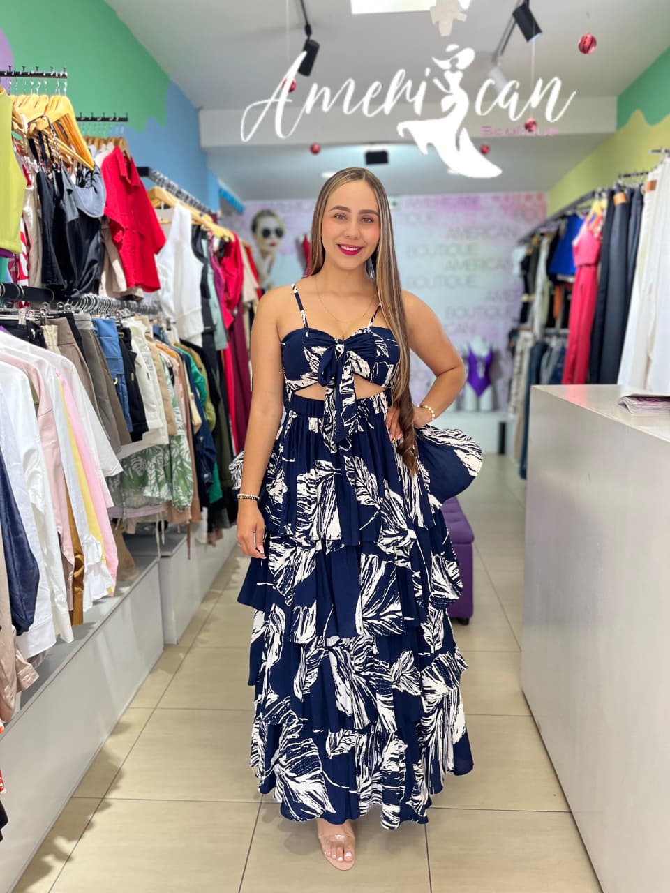 VESTIDO CARIBE GOLAS AZUL